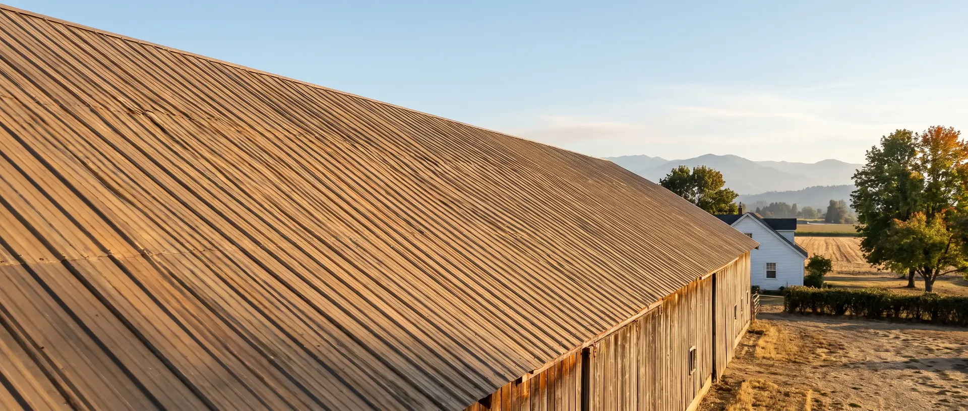 Working barn near Lynden with a long exposed fastener metal roof